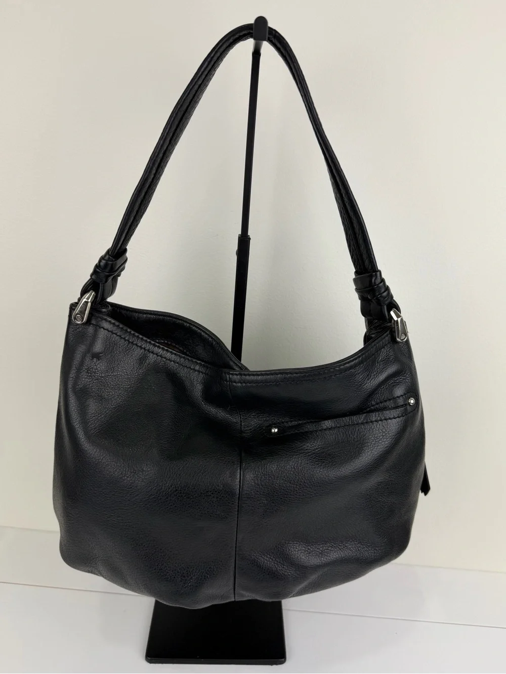 Makowsky Y2K Black Leather Hobo Shoulder Bag Boho Slouch Quiet Luxury